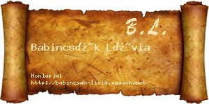 Babincsák Lívia névjegykártya